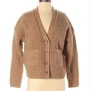 NWOT Madewell Tan Rib Cardigan w/ Rainbow Specks